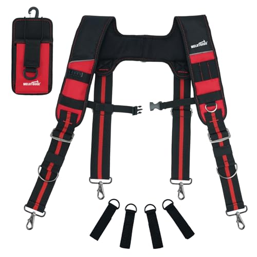 MELOTOUGH 2 pcs Tool Belt Suspenders Construction Bag Suspenders Padded Work belt Suspenders for Carpenter/Electrician/Roofing/Farmer work Suspension Rig