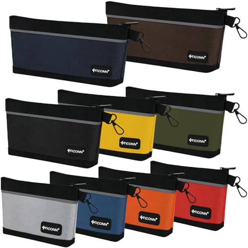 TICONN 16in Tool Bag with Waterproof Molded Bottom+ Tool Pouches with Zipper(9 Pack Combo)