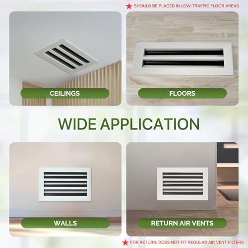 Modern Black AC Vent Cover 10x4 (Duct Opening) 2 Pack, Premium Aluminum Linear Slot Diffuser, Decorative HVAC Register for Wall, Ceiling & Floor, Adjustable Airflow 10x4-pack 2