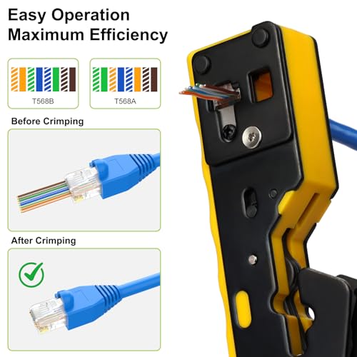 Pass Through RJ45 Crimp Tool Kit for Network Cat6 Cat5e Cat5 Cat5/6 Crimper Set