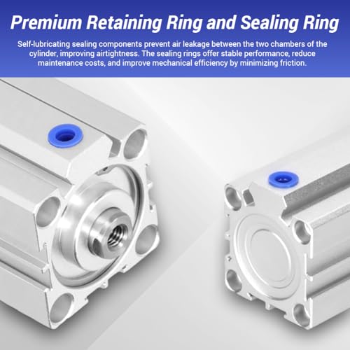 SDA32X25 Thin Air Cylinder, 32mm Bore x 25mm Stroke Dual Action Aluminum Alloy, 1/8 Port Small Pneumatic Cylinder for Industrial Automation SDA32*25