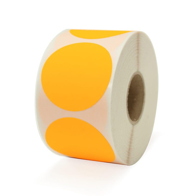 1.5” Fluorescent Orange Dot Stickers - 500 Stickers/Roll | Point of Sale Labels - Garage Sale, Markets, & Inventory | LabelValue Brand