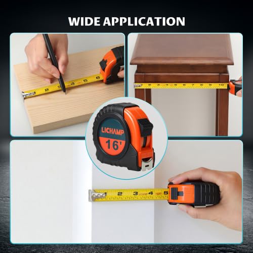 Lichamp 6 Pack 16ft Tape Measure Retractable 3/4in with 1/8 Fractions