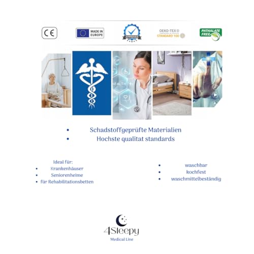 Washable Waterproof Hospital Cover for Pillows 40 x 80 cm, Oeko-Tex Certified, Made in the EU, Autoclavable, Hospital Quality (1 x 40 x 80 cm) 40x80 1