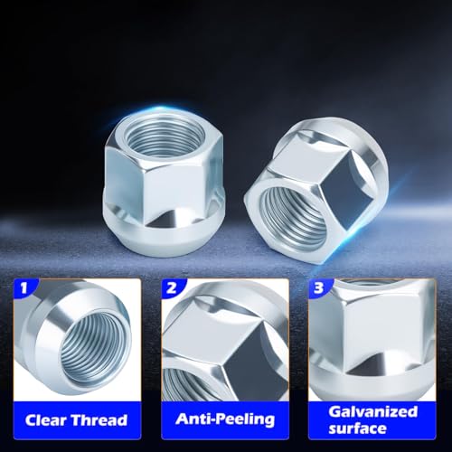 32PCS 9/16-18 Chrome Lug Nuts, Open-End Acorn Bulge Wheel Nuts 3/4" Hex 0.83" Tall for RAM 1500 2500 3500 Dakota Durango Hummer H1 Aftermarket Wheels with 60° Cone Seat