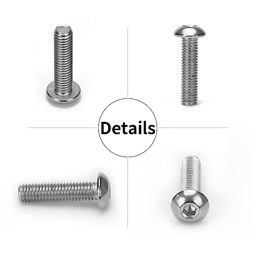 M3 M4 M5 Button Head Socket Cap Screws Bolts Flat Washers and Nuts Assortment Kit Socket Head Screws,304 Stainless Steel,Metric 880pcs 15sizes with 3 Allen (Hex) Keys,Latticed Packaging
