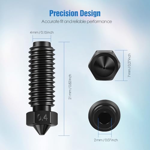 Hardened Steel Nozzle Kit for Anycubic Kobra 2 Series, 0.2mm, 0.4mm & 0.6mm Nozzle Replacement for Kobra 2, Kobra 2 Neo, Kobra 2 Pro, Kobra 2 Plus & Max, 3D Printer Accessories, 8-Pack Kobra 2 Nozzle (Multi Size)