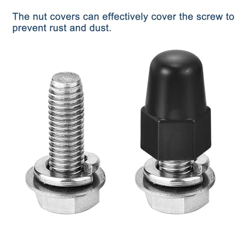 uxcell 50pcs Hex Nut Bolt Cover, M12x18x36 Black Plastic Higher Dome Nut Protection Cap Hex Bolt Nut Covers for Hexagon Screws, Bolts M12 50
