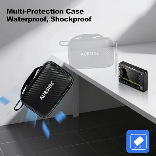 AURSINC 4 Inch Hard EVA Protective Case - Waterproof Shockproof Storage Bag with Carry Strap, Foam Divider, Secure Fit for NanoVNA H4 Vector Network Analyzer and TinySA Ultra Spectrum Analyzer