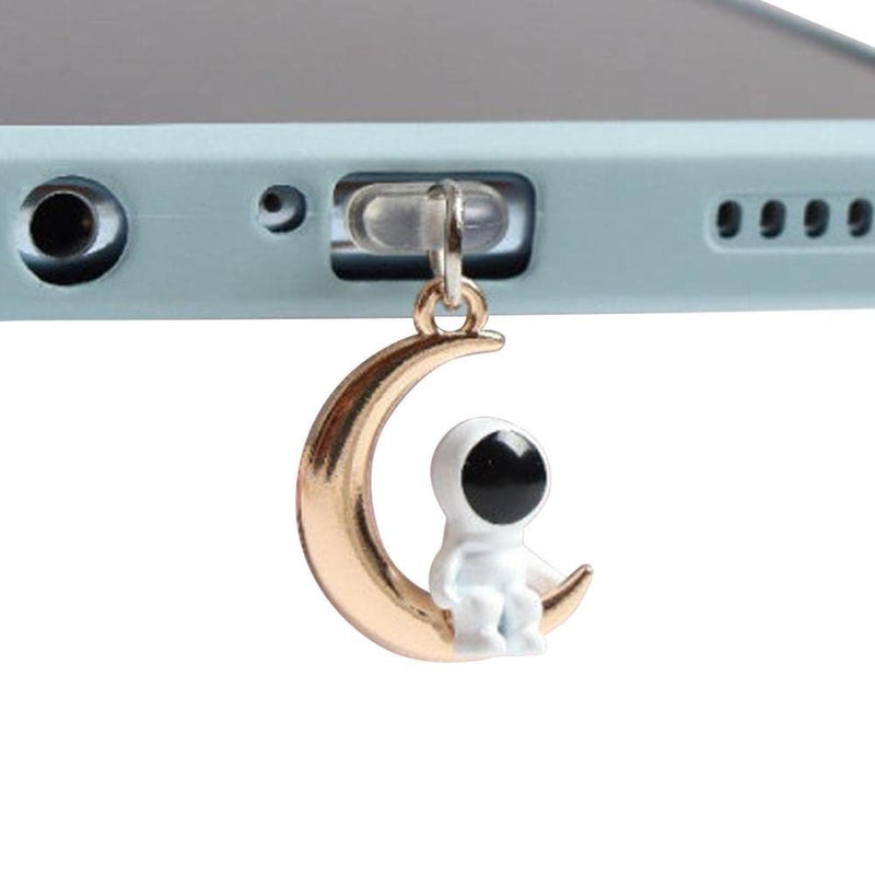 Gold Cute Astronaut Dust Plug Charm Cute Charge Port Anti Dust Plug USB Type C Plug for Earphone Jack Stopper Cap Penda X5m2, Cell Phone Anti-Dust Plugs, Maintenance, Upkeep and Repairs