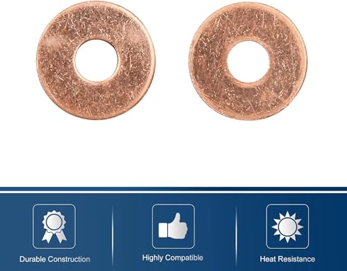 10PCS M6 Copper Washers, M6 x 18mm x 1mm Flat Sealing Rings Oil Sump Plug Gaskets for Bolts Nuts Fittings