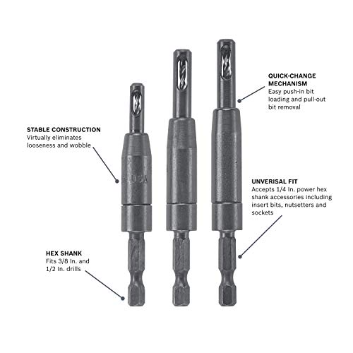 BOSCH Self-Centering Drill Bit Set + Impact Tough Quick Change Bit Holder