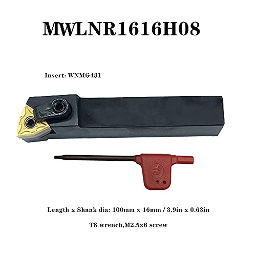 1/2'' Indexable Metal Lathe Turning Tool Holder with Carbide Turning Inserts Black