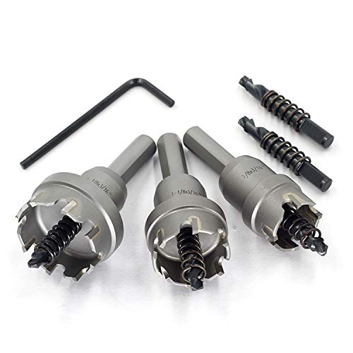 Hole Saw Set 3pcs JESTUOUS 3/8 Inch Shank Diameter 7/8 1-1/8 1-3/8 Cutting Dia TCT Carbide Tipped Tooth Drill Bit for Stainless Steel Metal Wood