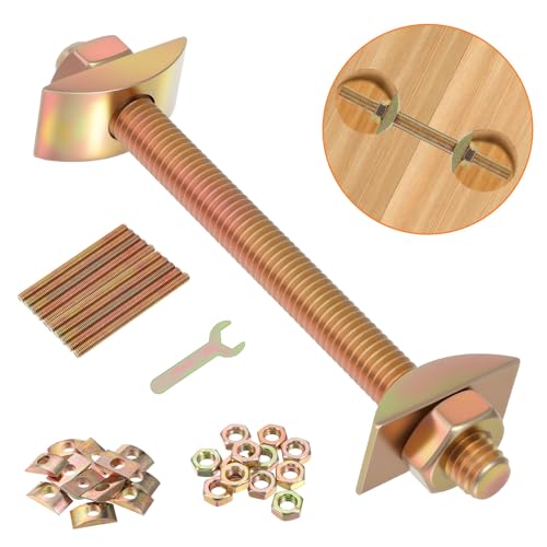 24 Pcs Countertop Connector Bolts, M8x100mm Joint Fasteners, Furniture Fastening Kit, Drawbolt/Bed/Butcher Block Miter Draw Bolt Flip Connector