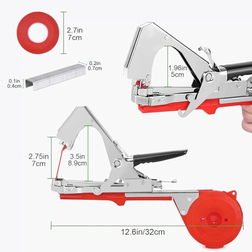 Plant Tying Machine, Lightweight Plant Vine Tying Tape Machine Tool, Plant Tape Gun for Tomatoes, Grapes and Vegetable Garden, Come with 10000pcs Staples 10 Rolls Tape (Green) Green