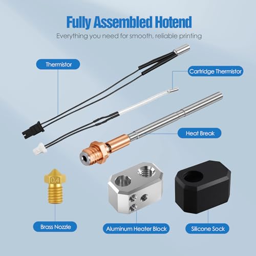 Hotend Kit for Prusa MK4 & XL, Fully Assembled Hotend Replacement with 0.4mm Brass Nozzle, 3D Printer Accessories