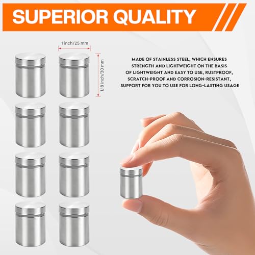 50 Pack 1" x 1.2" Stainless Steel Standoff Screws for Acrylic Signs, Silver 1" x 1.2", 50 Pcs
