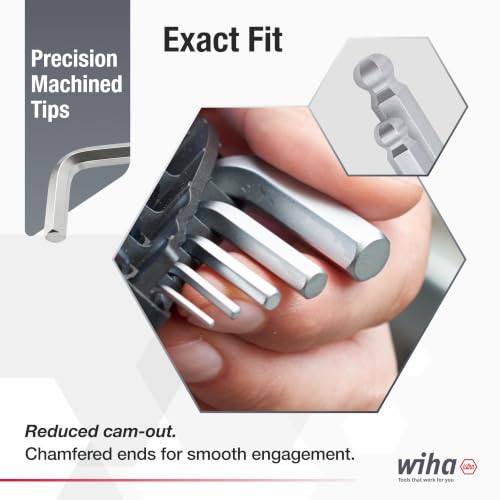 Wiha 22 Piece ErgoStar Ball End Hex L-Key Set, Allen Wrench Set Hex L-Key Inch & Metric ErgoStar Set, 22 piece