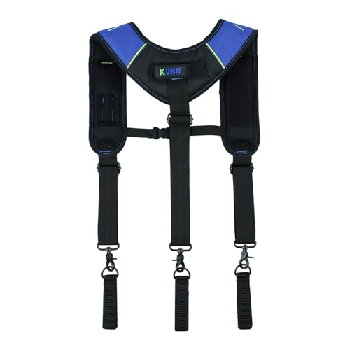 KUNN Tool Belt Suspenders Padded & 3-Points Padded Construction Work Pouch Suspender for Men