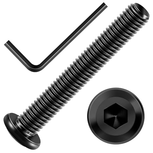 Mywish M8 x 55mm 20Pcs Flat Head Hex Socket Cap Screws Bolts & 240 Pieces M6 Screw Nuts and Bolts Assortment Kit, M6*8/12/16/20/25/30mm, Black Oxide & Hex Spanner
