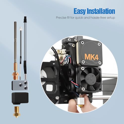 Hotend Kit for Prusa MK4 & XL, Fully Assembled Hotend Replacement with 0.4mm Brass Nozzle, 3D Printer Accessories