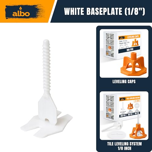 ALBO Tile Leveling System Base Plates 1/8" - 250 PCS - Professional Floor & Wall Spacers, Anti-Lippage Installation Clips for All Tile Formats, Self-Leveling Spacer System nova Spacer 1/8" 250 PCS