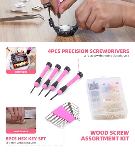 143-Piece Pink Tool Set, Home Repair Kit with Power Screwdriver for Women