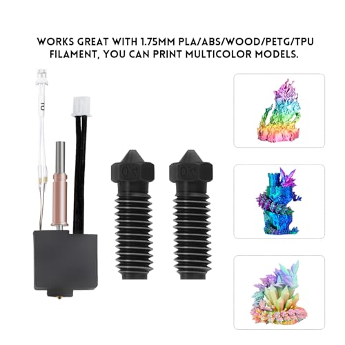 IdeaFormer Kobra 3 Extruder Hotend with 2Pcs 0.4mm Hardened Steel Nozzles, Extruder Print Head Heating Block Thermistor Kit Set for Anycubic Kobra 3/Kobra 3 Combo 3D Printer Accessories