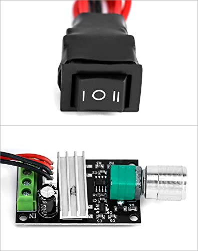 QWORK 1203BB 6V 12V 24V 3A 80W DC Motor Speed Controller (PWM) Adjustable Reversible Motor Driver Switch