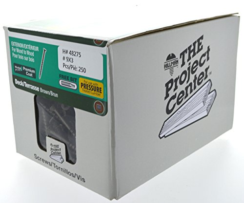 Hillman 48275 Brown Square Drive Deck Screws (#9 x 3") - 250 Pieces 3 inches