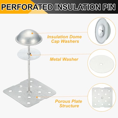 PATIKIL Perforated Insulation Pins 2" 100 Pcs for Wall Ceiling Foam Board 3.9" 300