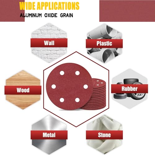 215 mm Sanding Discs Pack of 30 6 Grits P180 | High-quality aluminium oxide, universal for drywall, plasterboard, wood, metal, plastic, spatula and concrete 30pcs-p180