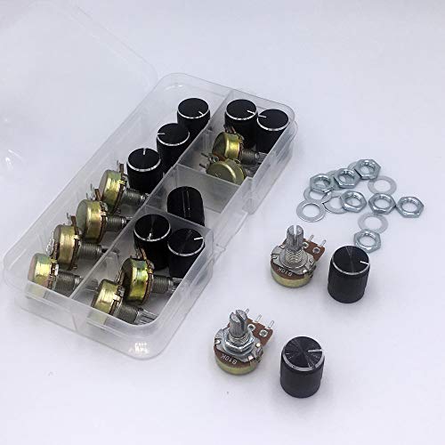 Rotary Potentiometer Joystick 10K Potentiometer Poti Linear Nuts Rotary | 10 pieces 10K Ohm potentiometer 12V B10K taper potentiometer with nuts and regulator rotary potentiometer Lewttyer