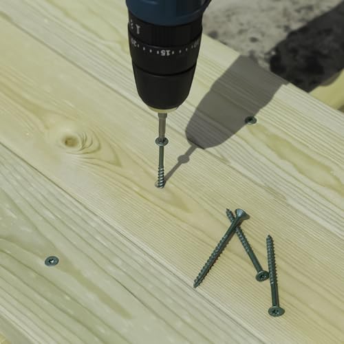 Wood Screws #10 x 3 310PCS #10 x 5 105PCS, FIXLINK Deck Screws, Epoxy Coated, T25 Star Bit Above 1500 Hour Salt Spray Coating Outdoor Decking Screws Excellent Rust Resistant for Wood Fence, Green