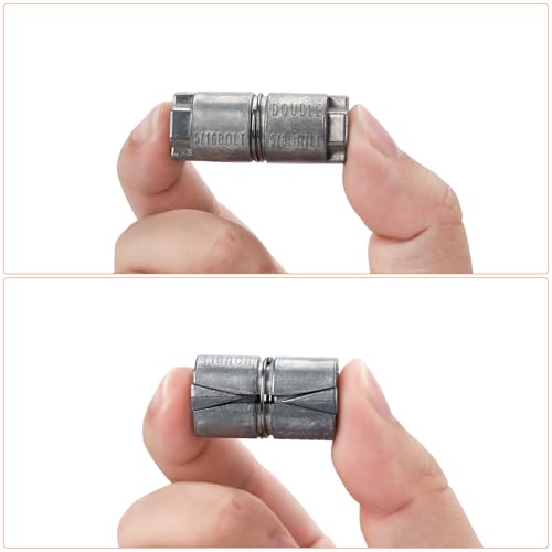 100 Pack Sieqioor 1/4" x 1-1/4" OD 1/2 Double Expansion Shield Anchors 1/4"x1-1/4"x1/2" 100 Pack