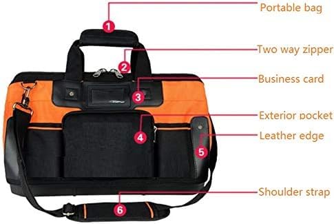16" Wide Mouth Tool Bag with Shoulder Strap Portable Waterproof Tool Organizer Made Oxford Cloth with Suitable for Electrician Carpenter