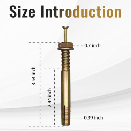 Hammer Drive Pin Anchor,3/8”x3-1/2” Strike Anchor for Cement,20Pcs 3/8"x3-1/2"