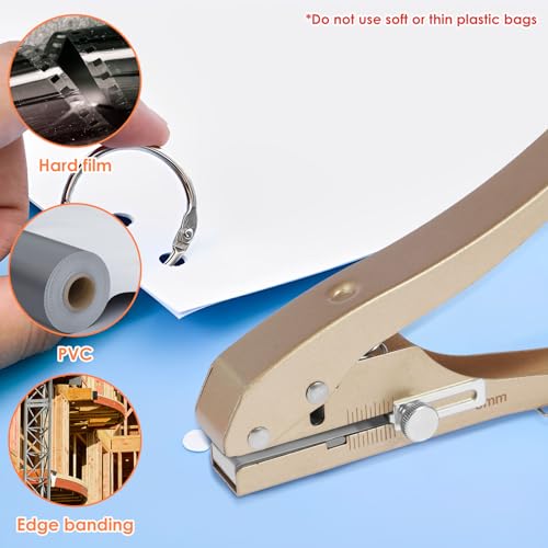 5Pcs Limit Countersink Drill Bit Set with Hole Punch, Deep Adjustable Countersunk Drill Bit Kit, Round Shank Wood Countersink Drill Bit, Edge Banding Punching Tool for Wood PVC (Drill Bit+Plier) Drill Bit+plier