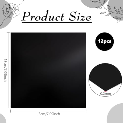 NBEADS 12 Pcs Black Laser Engraving Testing Paper, Self-Adhesive Laser Testing Paper Double-Sided Dimming Paper for Marking Machine and Optical Cutting, 18x18x0.02cm