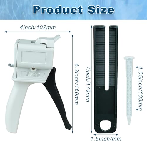 Dispensing Gun Kit Mixing Dispenser Gun with Mixing Nozzle Tip and 100 Pieces White Epoxy Mixing Tips Nozzles Straws Mixer