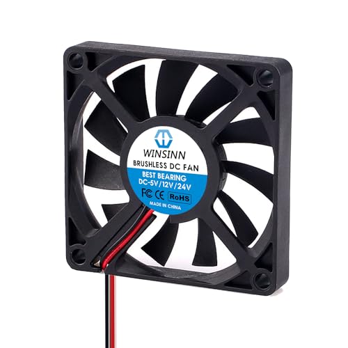 WINSINN DC 70mm Fan 5V 7010 Dual Ball Bearing Brushless Cooling 70x10mm 2PIN (Pack of 2Pcs)