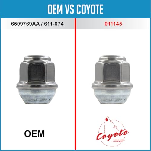 Wheel Accessories Parts 20 Pcs M12x1.5 12x1.5 Thread OEM Style Lug Nuts 1.2" Long Chrome 3/4" 19mm Hex Hex Fits Jeep Compass Patriot ｜ Chrysler Grand Caravan Pacifica 6509769AA ｜ 611-074 20 Pack Caravan Pacifica Steel Wheel