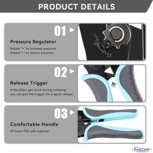 Coax Ratchet Crimping Tool Kit for Coaxial RG Cable RF Connector with 5 Changeable Jaws, Rotary Coaxial Cable Stripper and Cable Cutter Piler Crimping Tool with 5 Jaws & 2 Strippers
