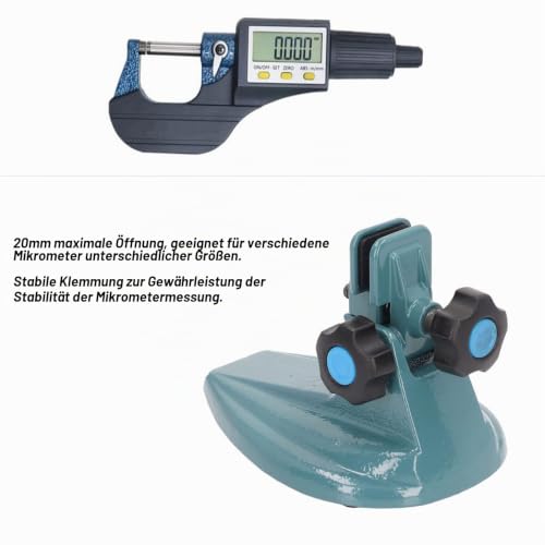 Buachois Micrometer Stand, Micrometer Stand Holder Precision Outside Micrometer Holder Adjustable Alloy Steel Holder Internal Micrometer Base Stand for Micrometer up to 4 Inch