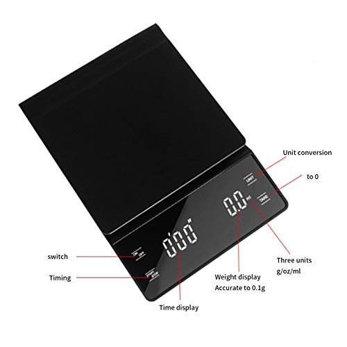 Coffee Scale coffee scale Koffieweegschaal Met Timer, Acaia Kaffeewaage, Digital Coffee Scale with Timer Function Electronic High Precise LED Display Food Scale Przemysł i nauka