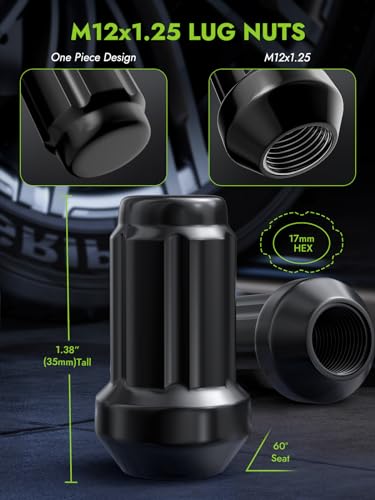 AUTOPTIM M12x1.25 24 Pack Spline Lug Nuts & 6 Spline Lug Nuts Socket Key