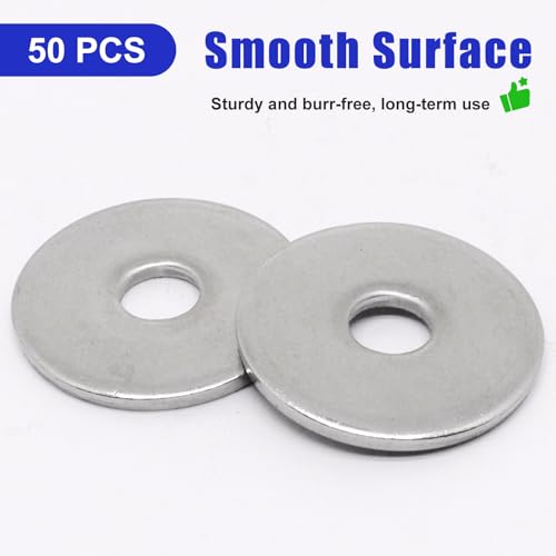 50Pcs M10×40mm Fender Washers 304 Stainless Steel Flat Large Fender Washer Metal Flat Washers for Screws and Bolts 50