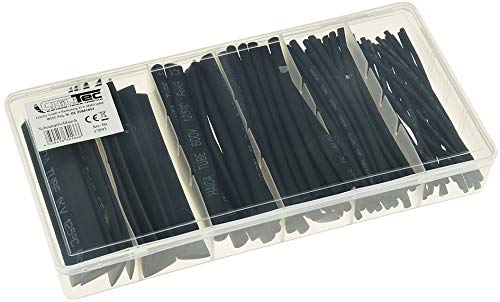 ChiliTec heat shrink tube set 100 pieces shrink tubes with shrink ratio 2:1 10cm long 6 sizes cable tube insulation I black