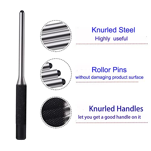 Punch set, Roll pin punch set with hammer +storage pouch+bench block,Roll pin starter punch1/8,5/64,3/32,1/6,5/32,3/32,7/32,1/4,5/16[9pc] GREY